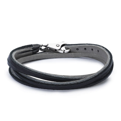 Classic Lederarmband schwarz/grau mit Verschluss