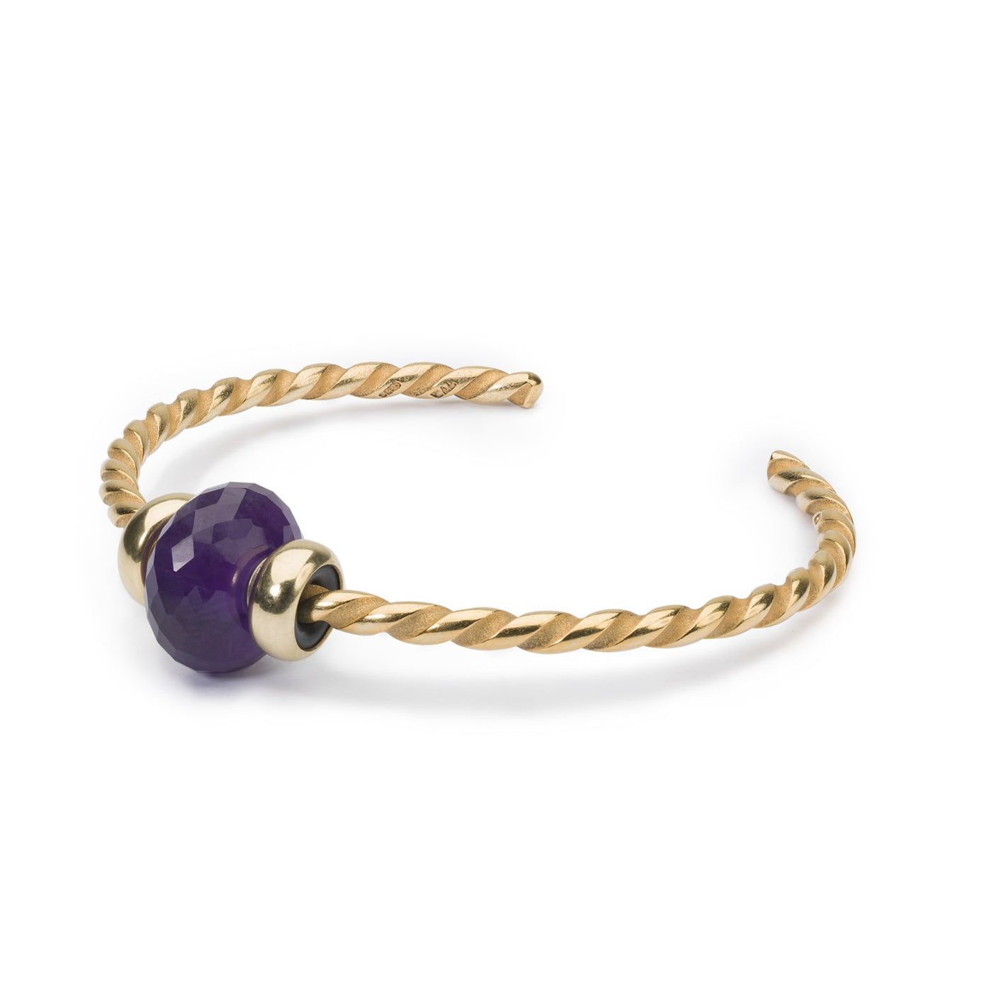 Gedrehte Gold Armspange mit Amethyst